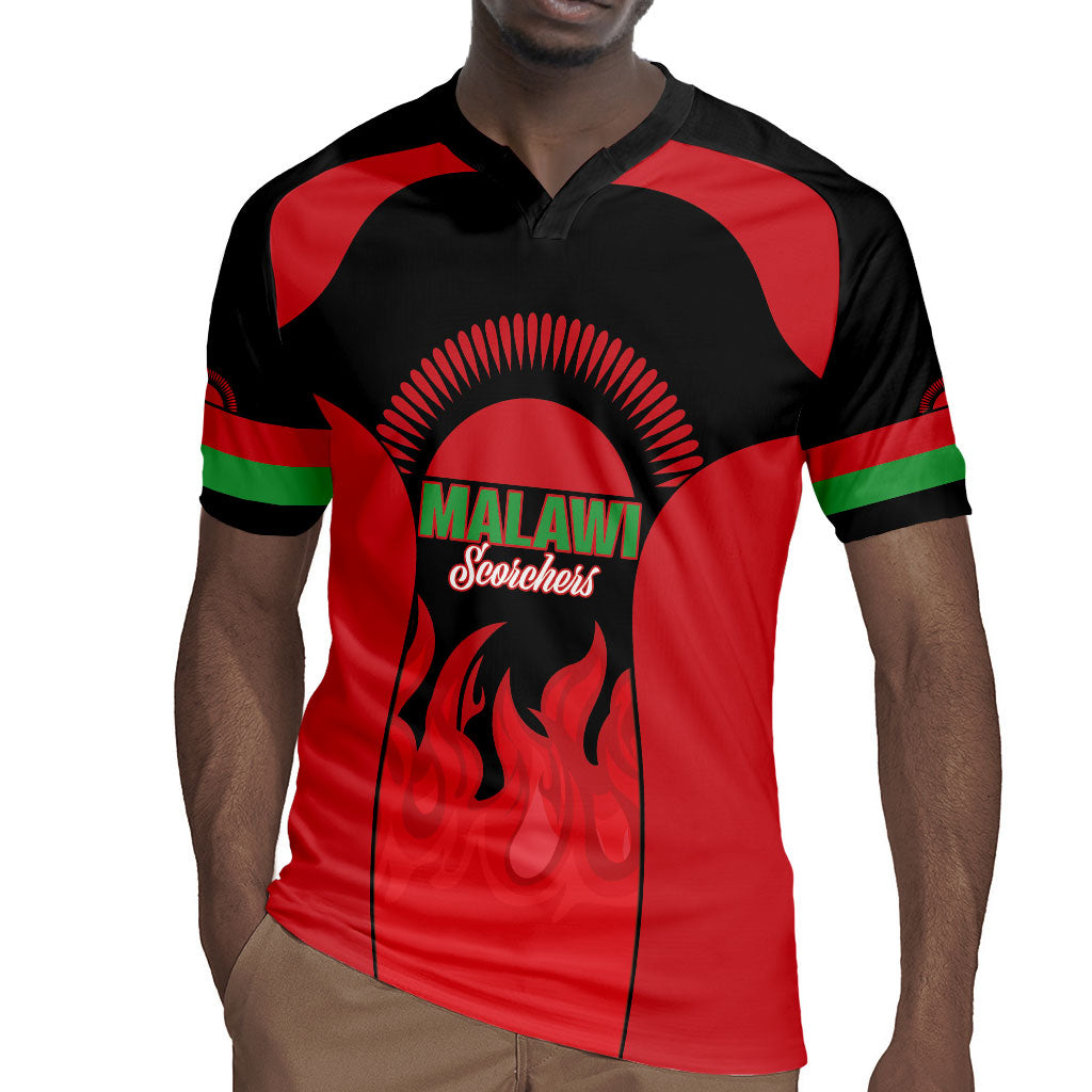 Malawi Football Custom Rugby Jersey Red Rising Sun Go Scorchers