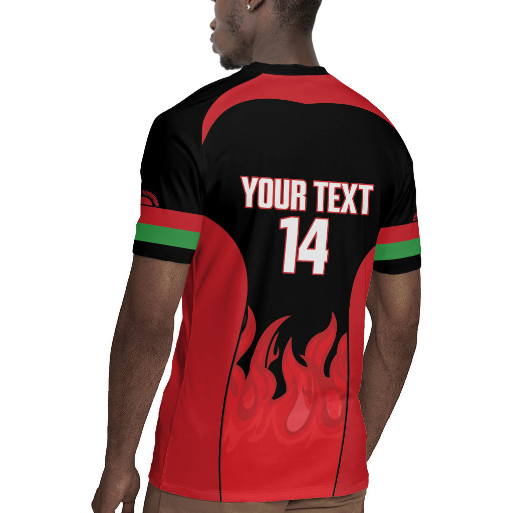 Malawi Football Custom Rugby Jersey Red Rising Sun Go Scorchers
