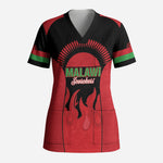 Malawi Football Custom Scrub Top Red Rising Sun Go Scorchers