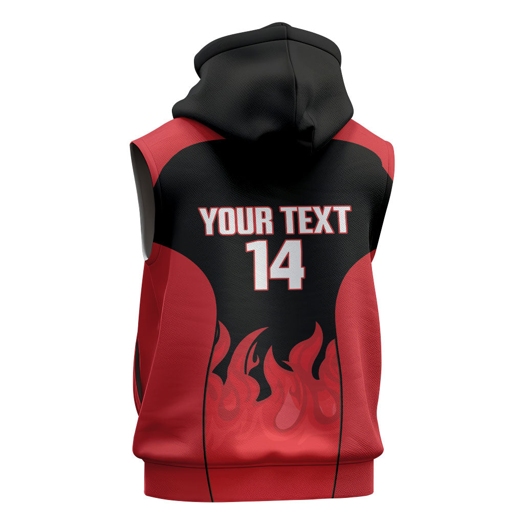 Malawi Football Custom Sleeveless Hoodie Red Rising Sun Go Scorchers