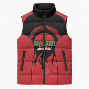 Malawi Football Custom Sleeveless Puffer Jacket Red Rising Sun Go Scorchers