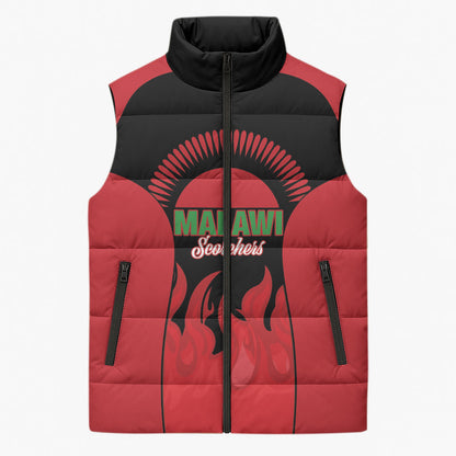 Malawi Football Custom Sleeveless Puffer Jacket Red Rising Sun Go Scorchers