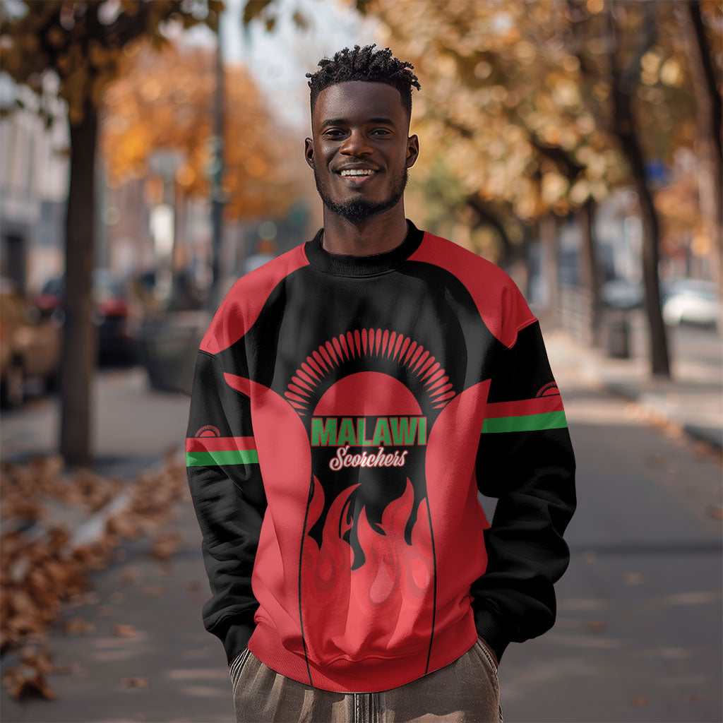 Malawi Football Custom Sweatshirt Red Rising Sun Go Scorchers