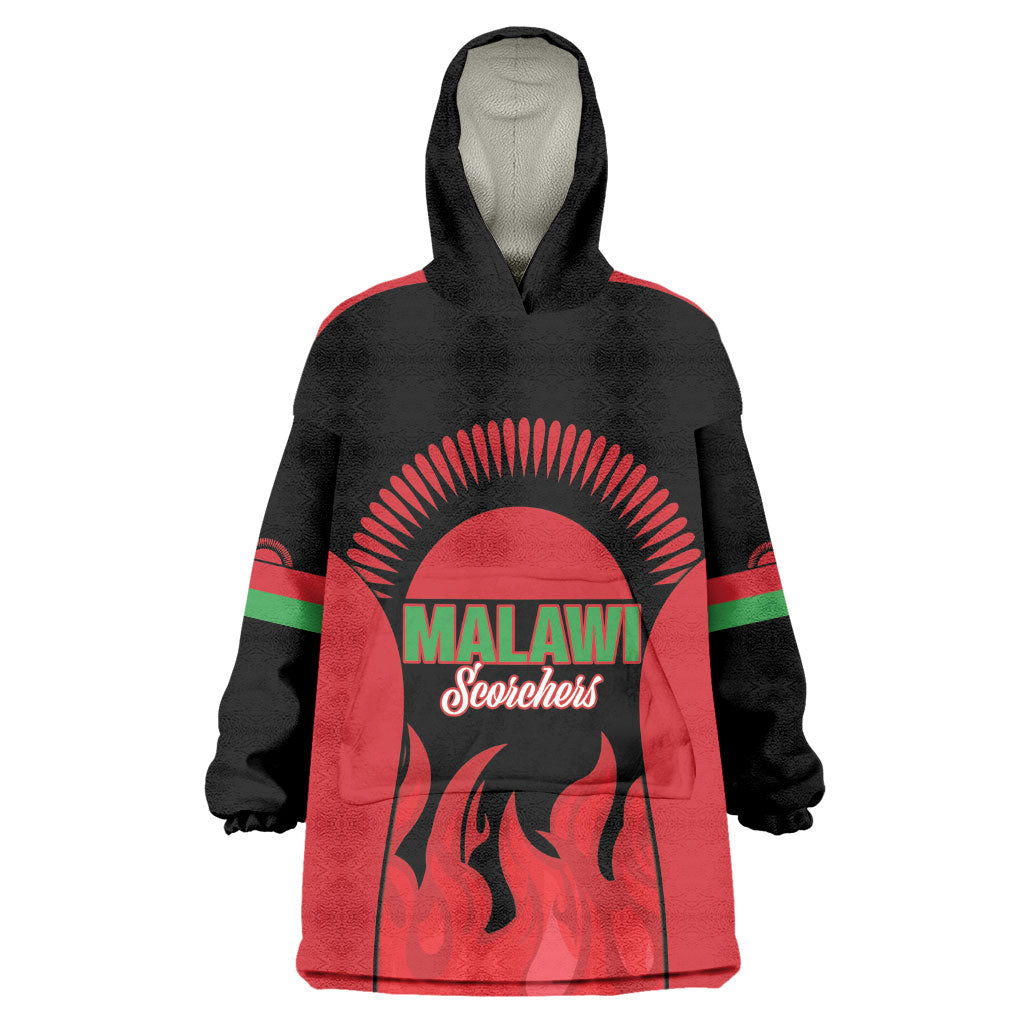 Malawi Football Custom Wearable Blanket Hoodie Red Rising Sun Go Scorchers
