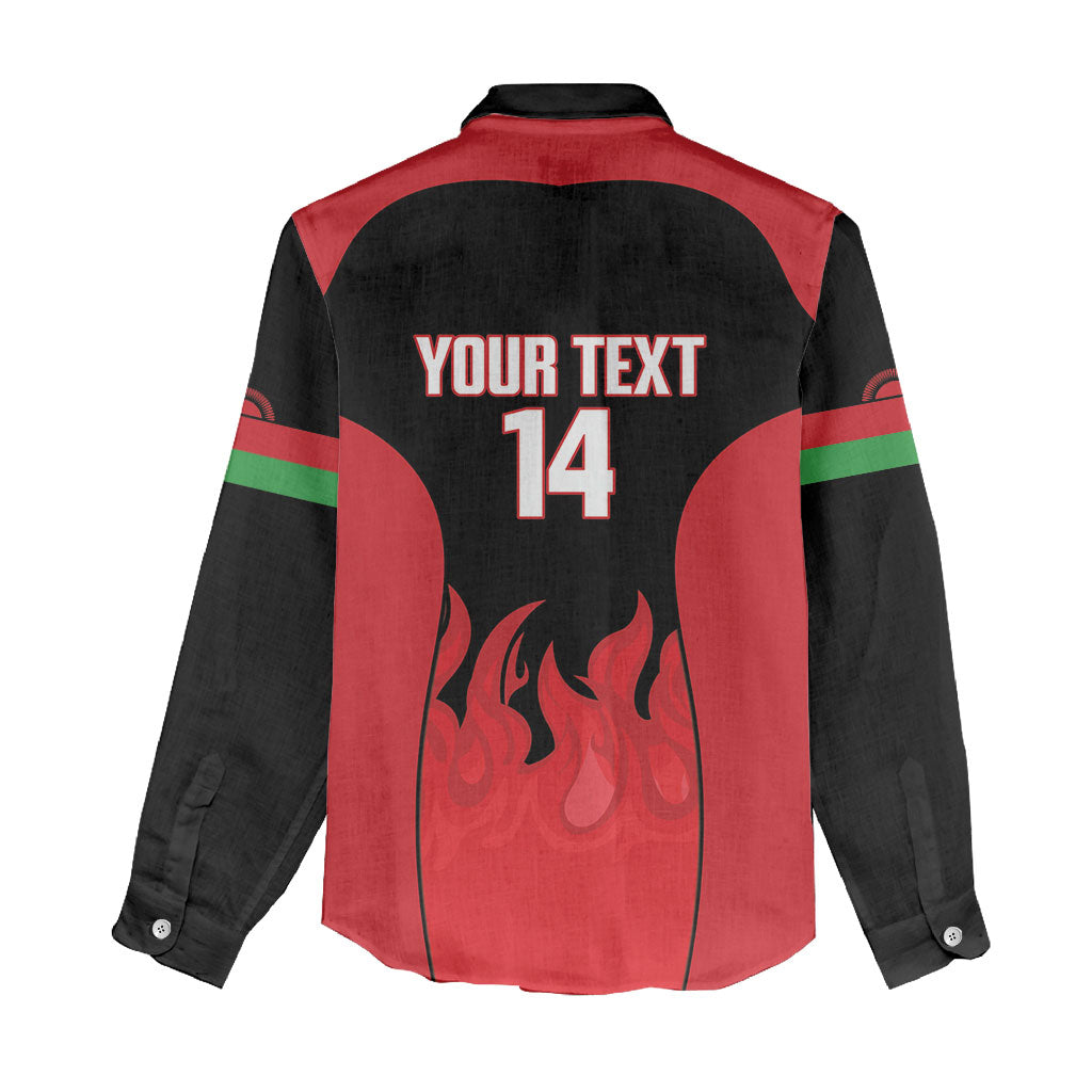 Malawi Football Custom Women Casual Shirt Red Rising Sun Go Scorchers