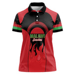 Malawi Football Custom Women Polo Shirt Red Rising Sun Go Scorchers