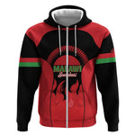 Malawi Football Custom Zip Hoodie Red Rising Sun Go Scorchers