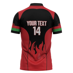 Malawi Football Custom Zipper Polo Shirt Red Rising Sun Go Scorchers