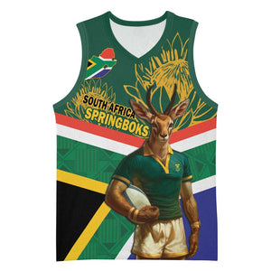 Custom South Africa Rugby Basketball Jersey 2024 Go Springboks Mascot African Pattern - African Pride