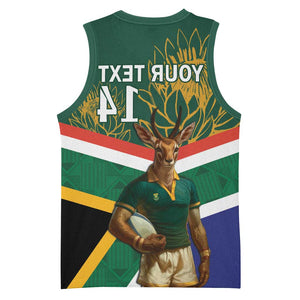 Custom South Africa Rugby Basketball Jersey 2024 Go Springboks Mascot African Pattern - African Pride