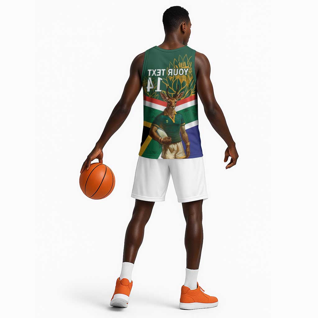 Custom South Africa Rugby Basketball Jersey 2024 Go Springboks Mascot African Pattern - African Pride