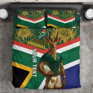 Custom South Africa Rugby Bedding Set 2024 Go Springboks Mascot African Pattern