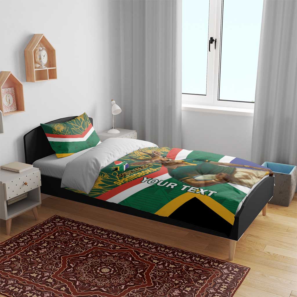 Custom South Africa Rugby Bedding Set 2024 Go Springboks Mascot African Pattern
