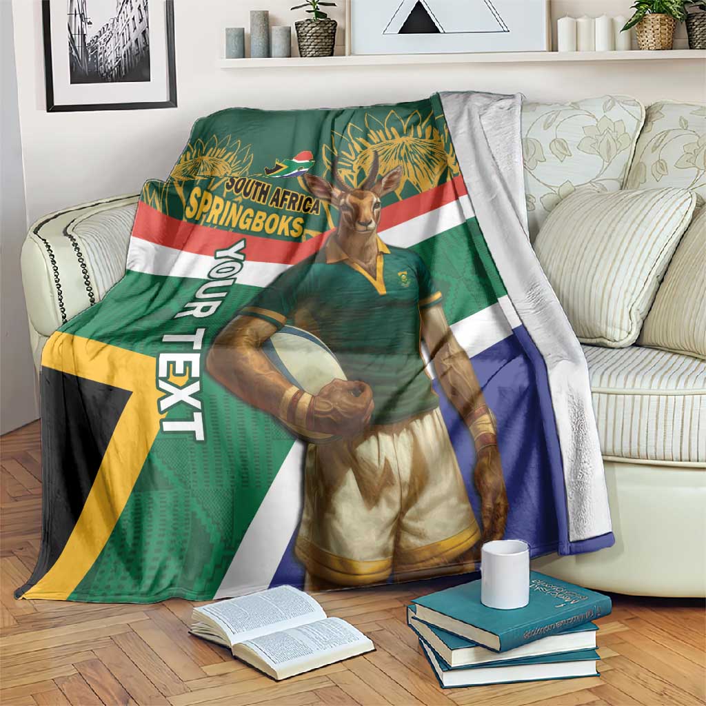 Springboks Pattern Custom South Africa Rugby Blanket 2024 Go Springboks Mascot African ...