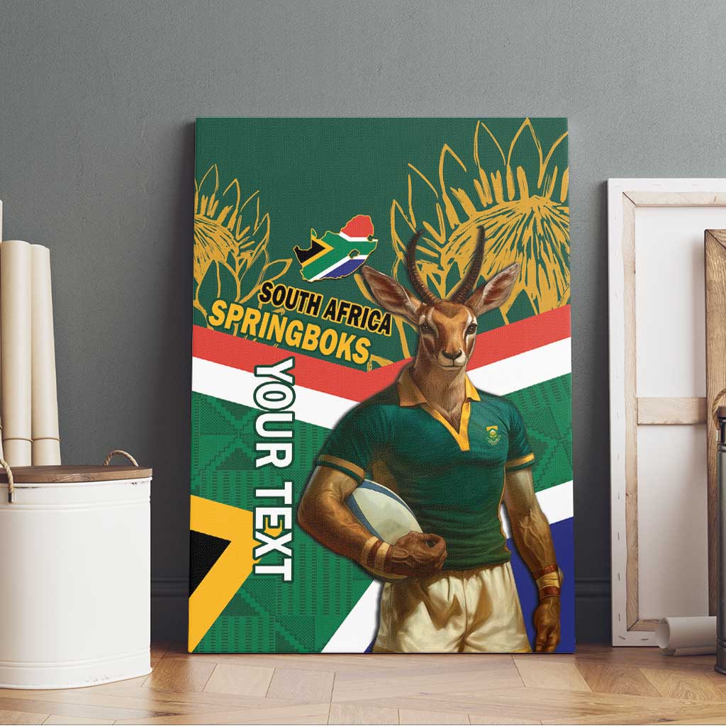 Custom South Africa Rugby Canvas Wall Art 2024 Go Springboks Mascot African Pattern