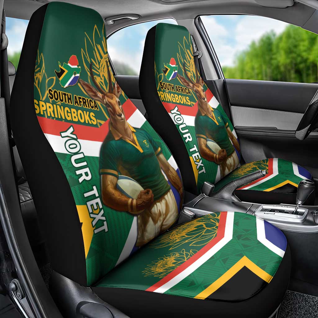 Custom South Africa Rugby Car Seat Cover 2024 Go Springboks Mascot African Pattern