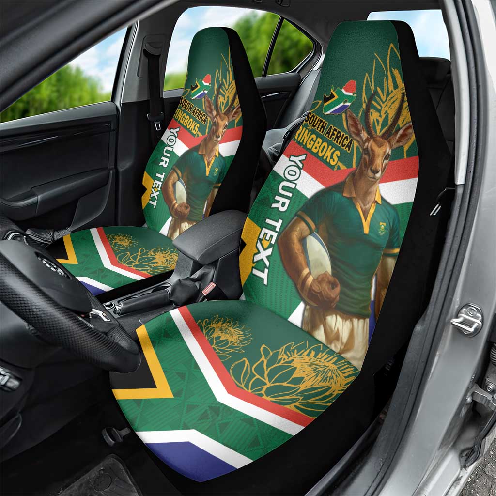 Custom South Africa Rugby Car Seat Cover 2024 Go Springboks Mascot African Pattern