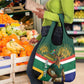 Custom South Africa Rugby Grocery Bag 2024 Go Springboks Mascot African Pattern