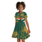 Custom South Africa Rugby Kid Short Sleeve Dress 2024 Go Springboks Mascot African Pattern