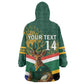 Custom South Africa Rugby KId Wearable Blanket Hoodie 2024 Go Springboks Mascot African Pattern