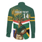 Custom South Africa Rugby Long Sleeve Button Shirt 2024 Go Springboks Mascot African Pattern