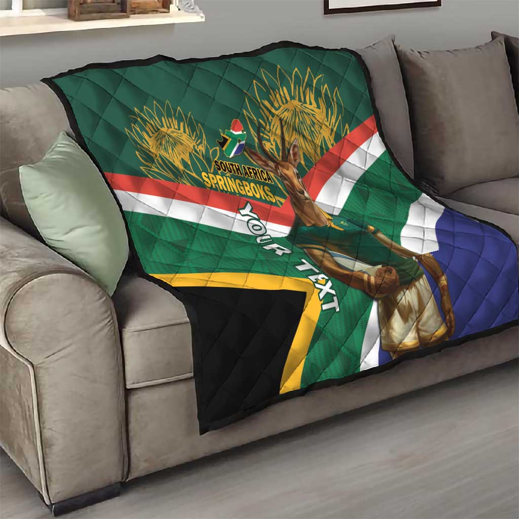 Custom South Africa Rugby Quilt 2024 Go Springboks Mascot African Pattern