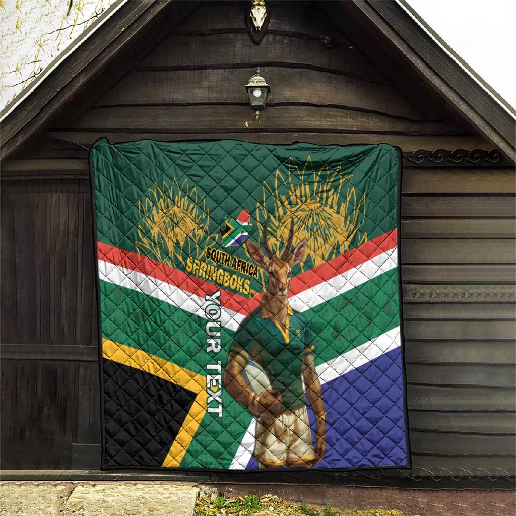 Custom South Africa Rugby Quilt 2024 Go Springboks Mascot African Pattern