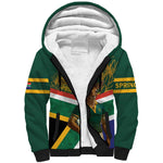 Custom South Africa Rugby Sherpa Hoodie 2024 Go Springboks Mascot African Pattern