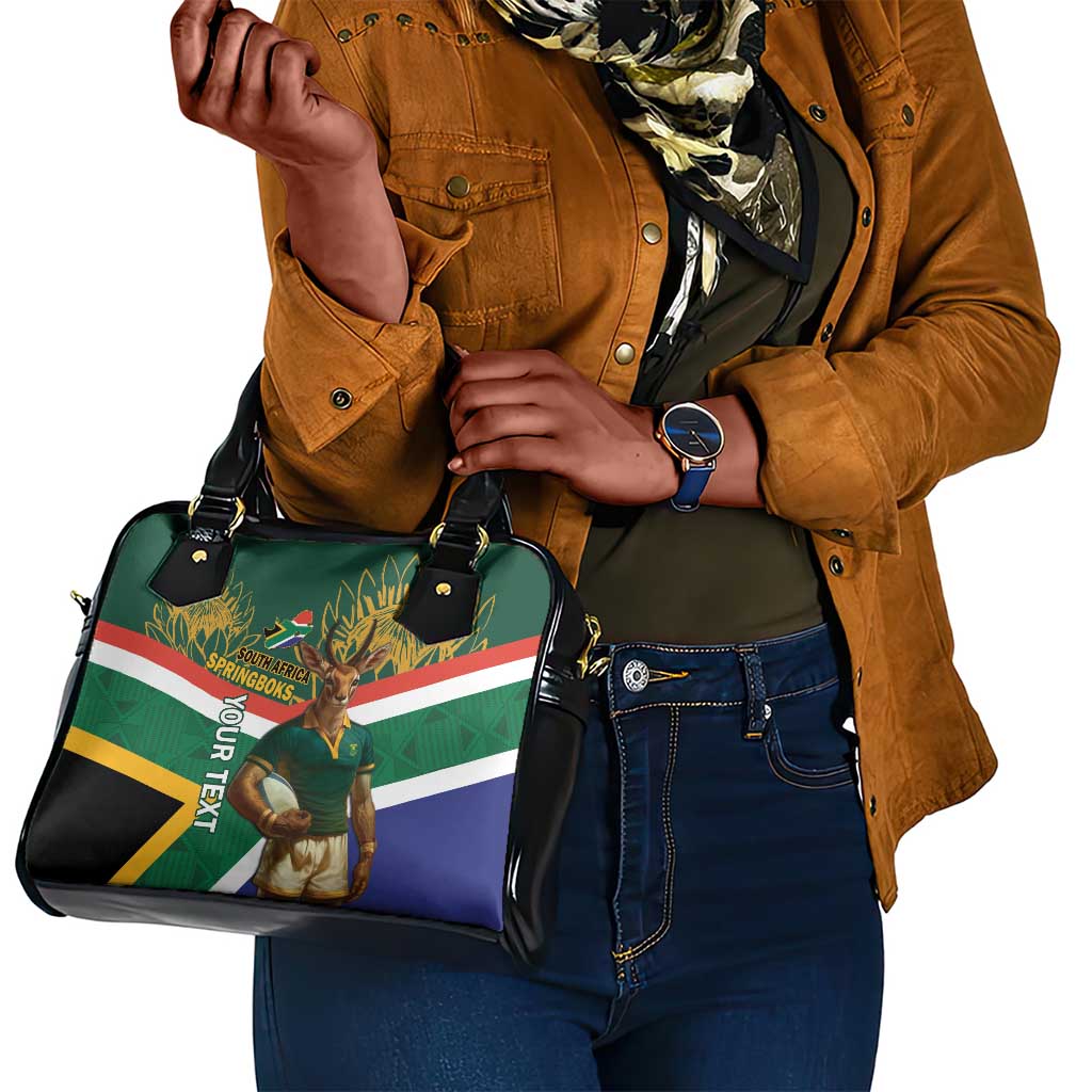 Custom South Africa Rugby Shoulder Handbag 2024 Go Springboks Mascot African Pattern