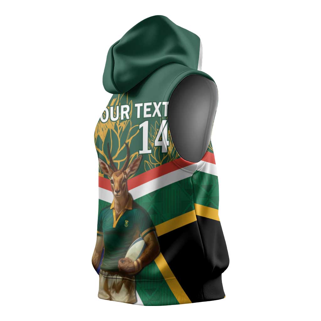 Custom South Africa Rugby Sleeveless Hoodie 2024 Go Springboks Mascot African Pattern - African Pride