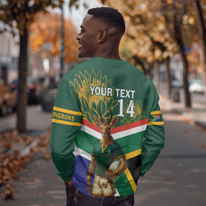 Custom South Africa Rugby Sweatshirt 2024 Go Springboks Mascot African Pattern