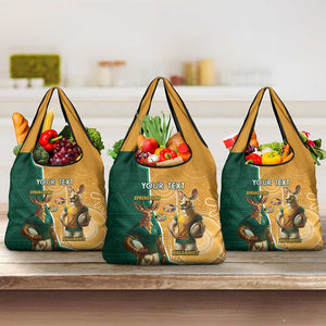 Personalised South Africa And Australia Rugby Grocery Bag 2024 Springboks Wallabies Mascots Together