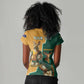 Personalised South Africa And Australia Rugby Women V-Neck T-Shirt 2024 Springboks Wallabies Mascots Together