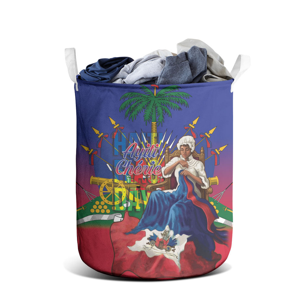 Catherine Flon Haiti Flag Day Laundry Basket Ayiti Cherie Coat Of Arms