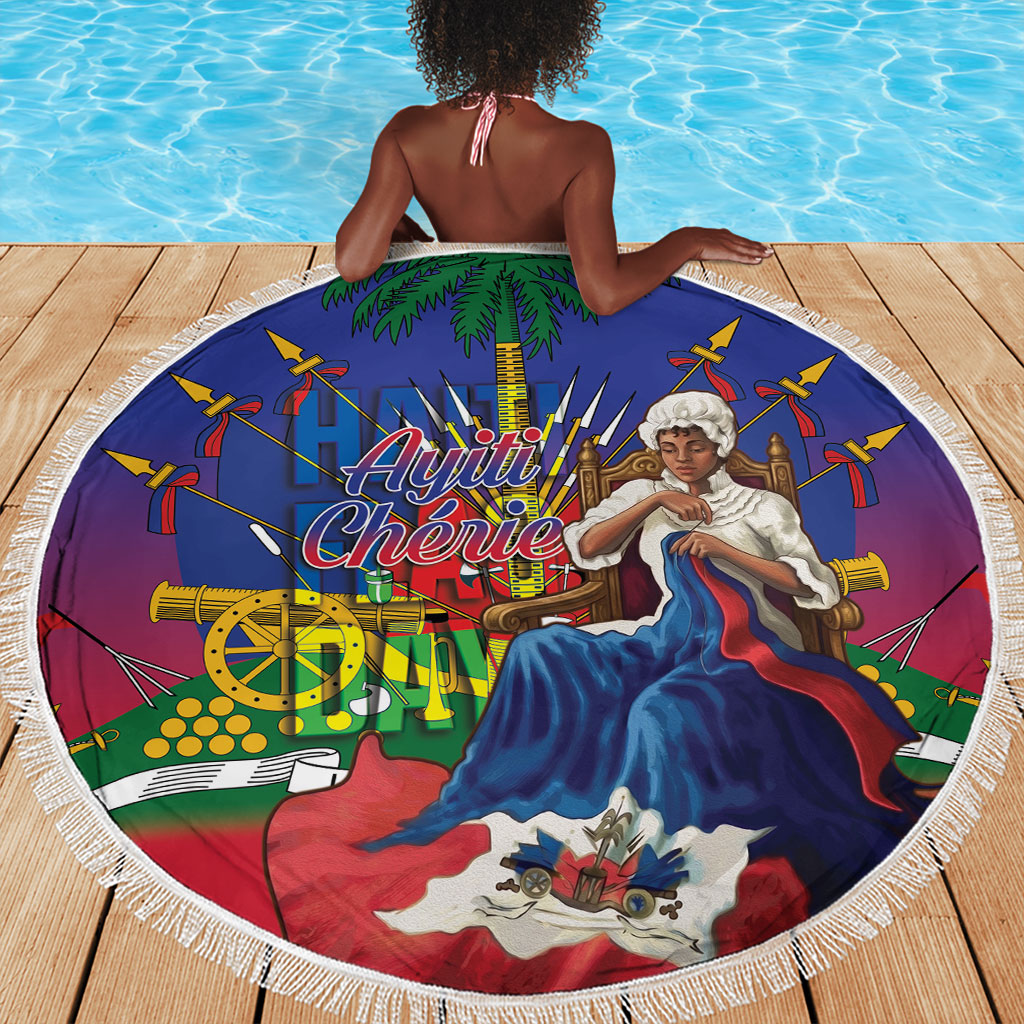 Catherine Flon Haiti Flag Day Beach Blanket Ayiti Cherie Coat Of Arms