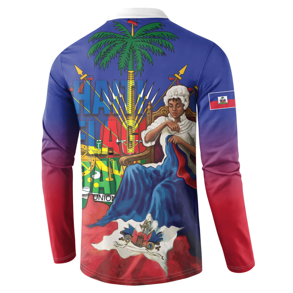 Catherine Flon Haiti Flag Day Button Sweatshirt Ayiti Cherie Coat Of Arms