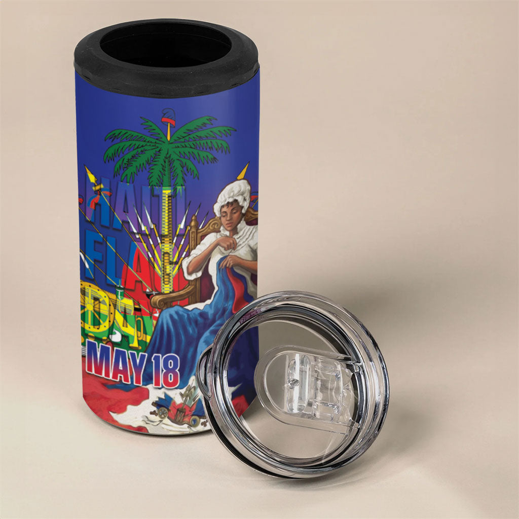 Catherine Flon Haiti Flag Day 4 in 1 Can Cooler Tumbler Ayiti Cherie Coat Of Arms