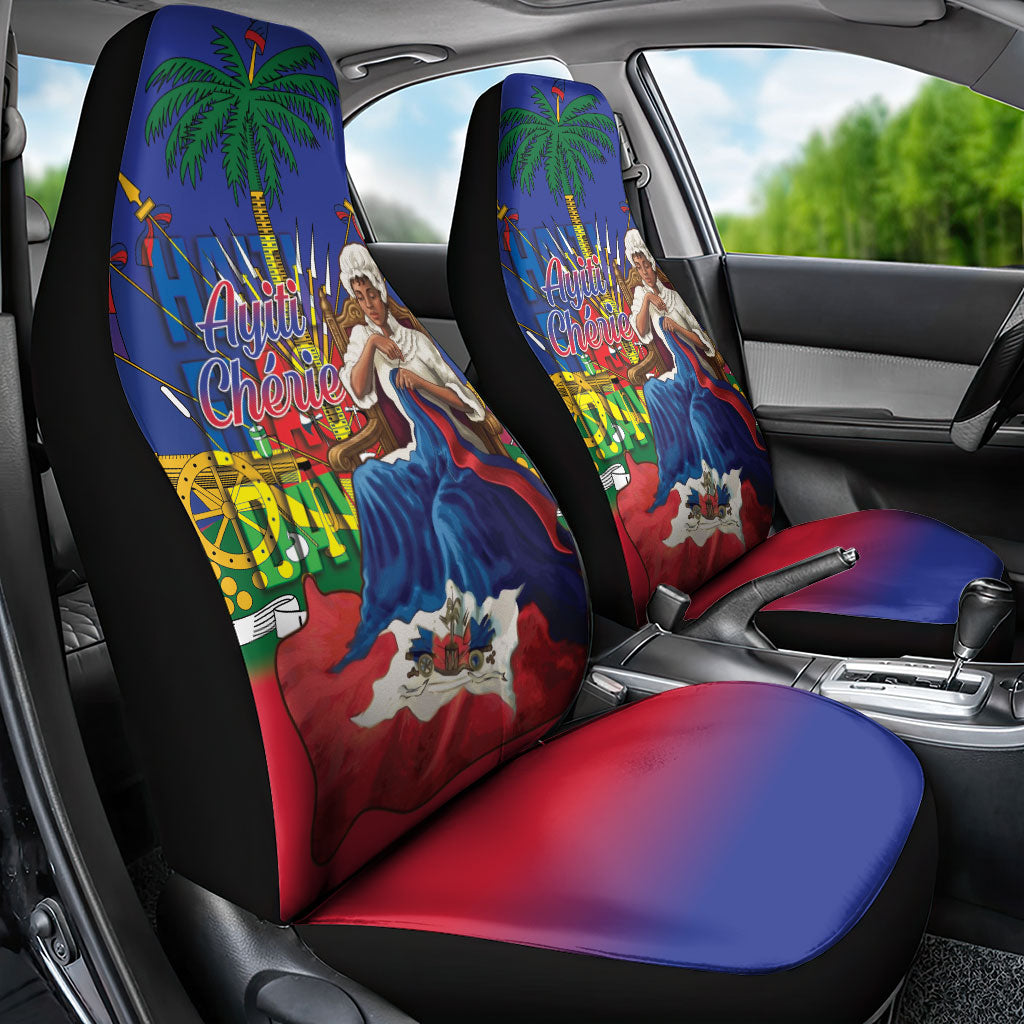 Catherine Flon Haiti Flag Day Car Seat Cover Ayiti Cherie Coat Of Arms