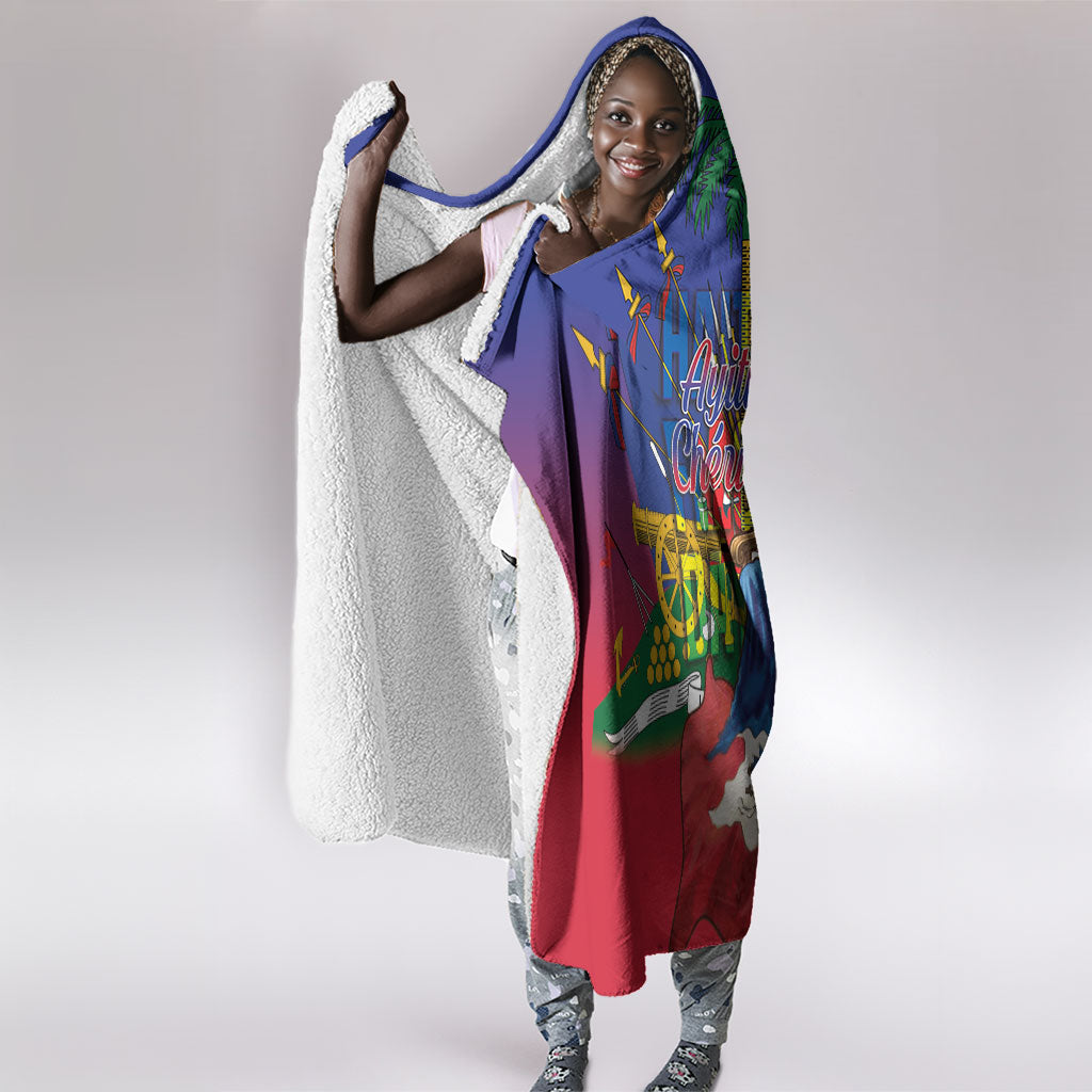 Catherine Flon Haiti Flag Day Hooded Blanket Ayiti Cherie Coat Of Arms