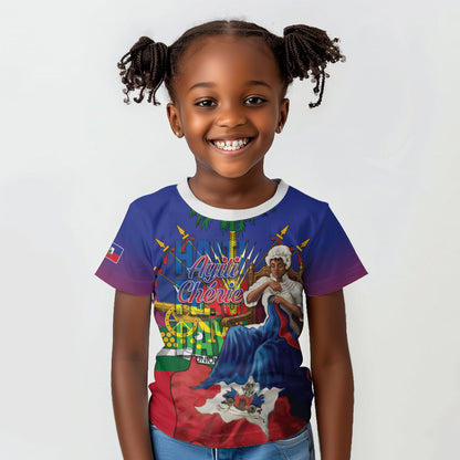 Catherine Flon Haiti Flag Day Kid T shirt Ayiti Cherie Coat Of Arms