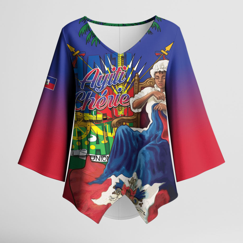 Catherine Flon Haiti Flag Day Kimono Sleeve Blouse Ayiti Cherie Coat Of Arms