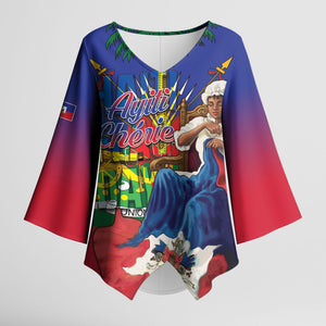 Catherine Flon Haiti Flag Day Kimono Sleeve Blouse Ayiti Cherie Coat Of Arms
