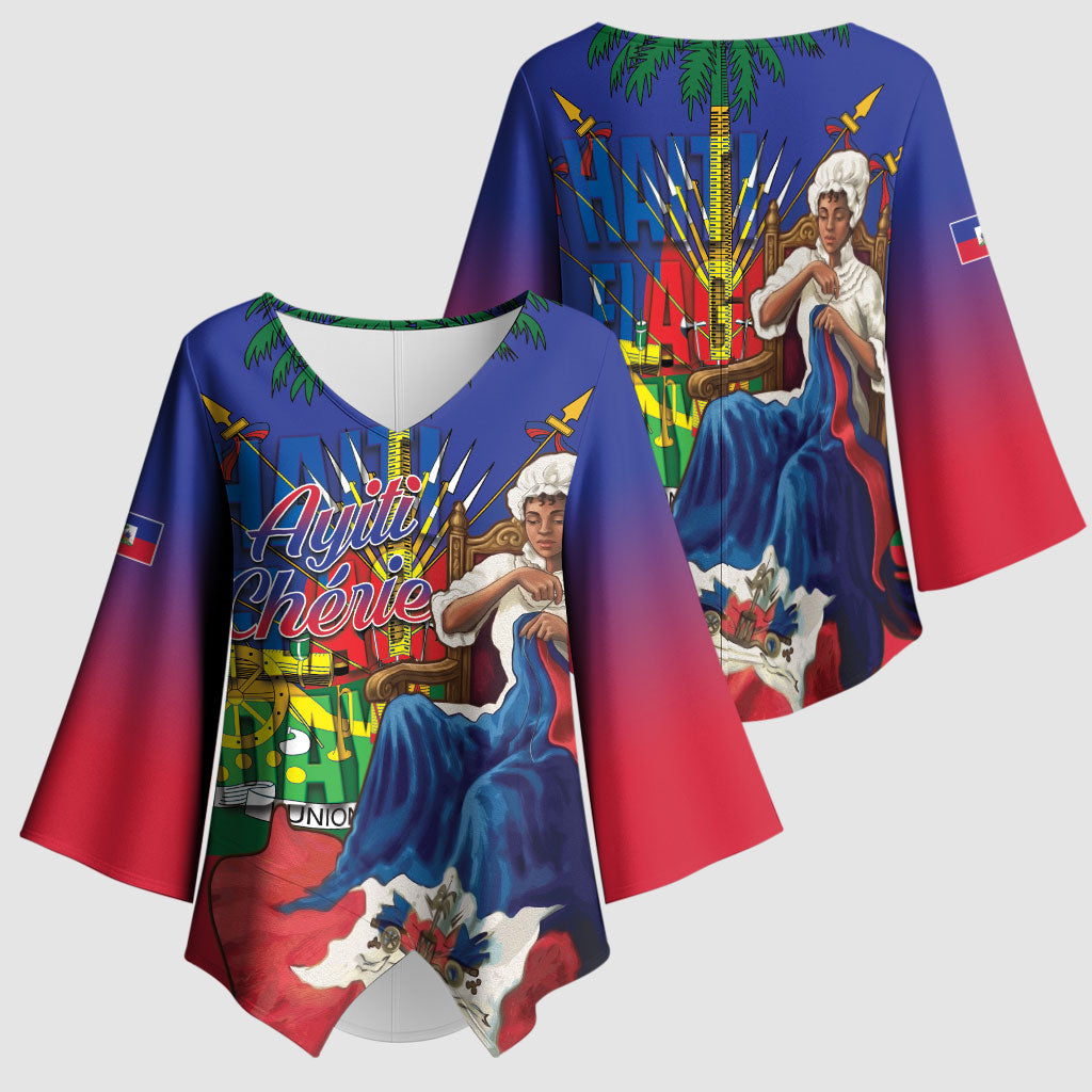 Catherine Flon Haiti Flag Day Kimono Sleeve Blouse Ayiti Cherie Coat Of Arms