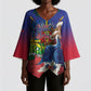 Catherine Flon Haiti Flag Day Kimono Sleeve Blouse Ayiti Cherie Coat Of Arms