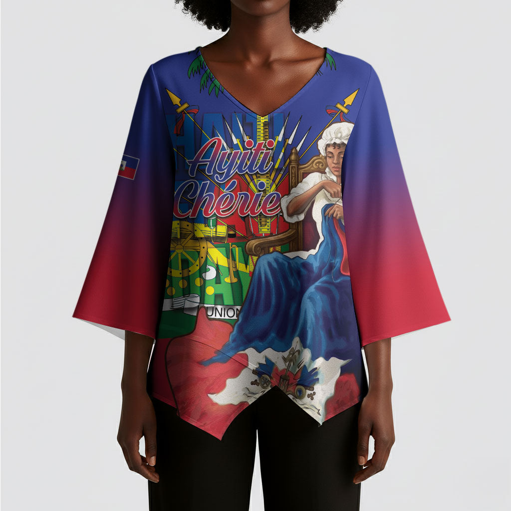 Catherine Flon Haiti Flag Day Kimono Sleeve Blouse Ayiti Cherie Coat Of Arms