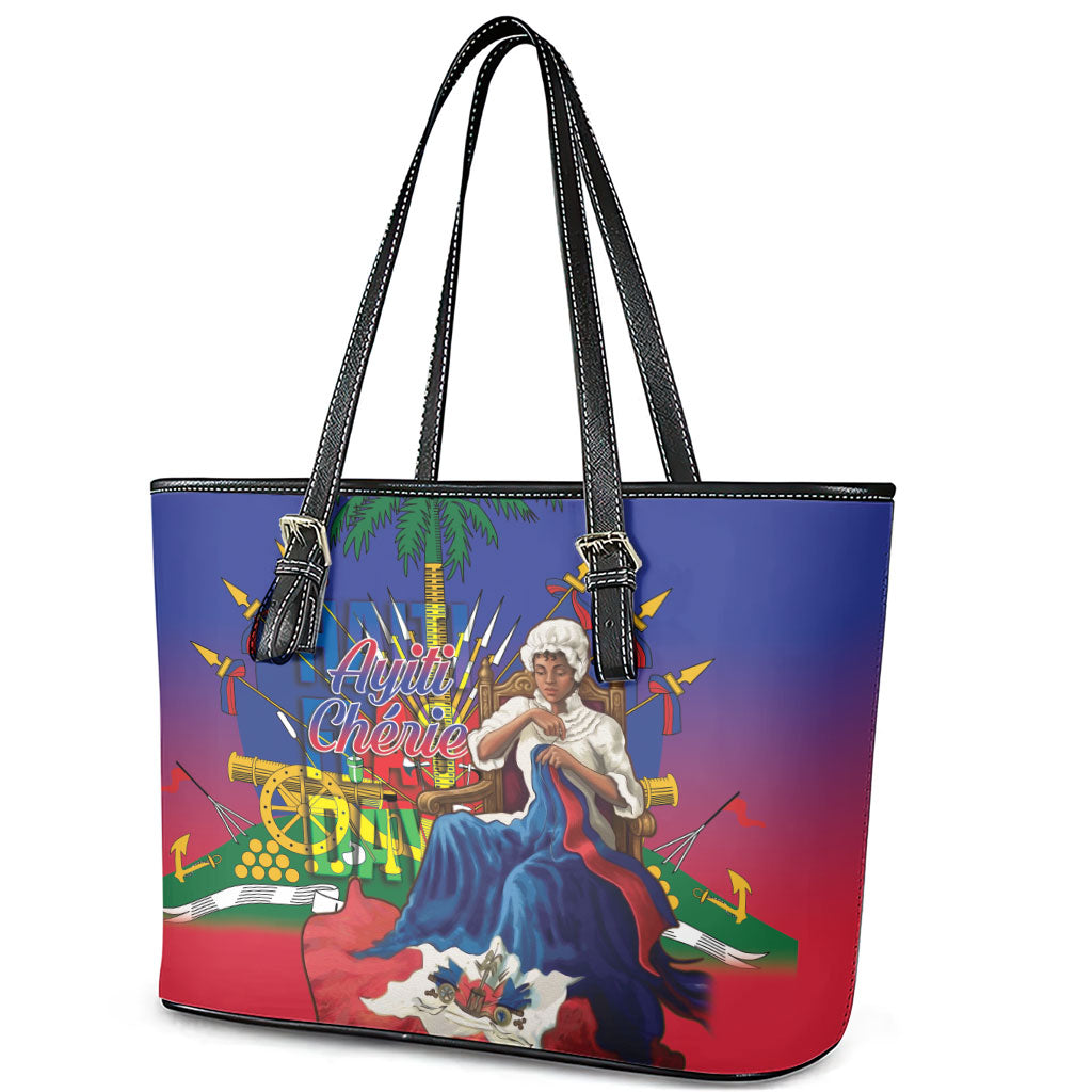 Catherine Flon Haiti Flag Day Leather Tote Bag Ayiti Cherie Coat Of Arms