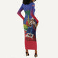 Catherine Flon Haiti Flag Day Long Sleeve Bodycon Dress Ayiti Cherie Coat Of Arms