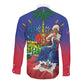 Catherine Flon Haiti Flag Day Long Sleeve Button Shirt Ayiti Cherie Coat Of Arms