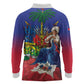 Catherine Flon Haiti Flag Day Long Sleeve Polo Shirt Ayiti Cherie Coat Of Arms