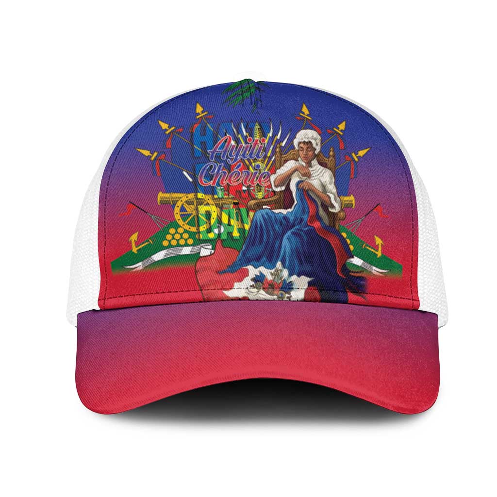 Catherine Flon Haiti Flag Day Mesh Trucker Cap Ayiti Cherie Coat Of Arms